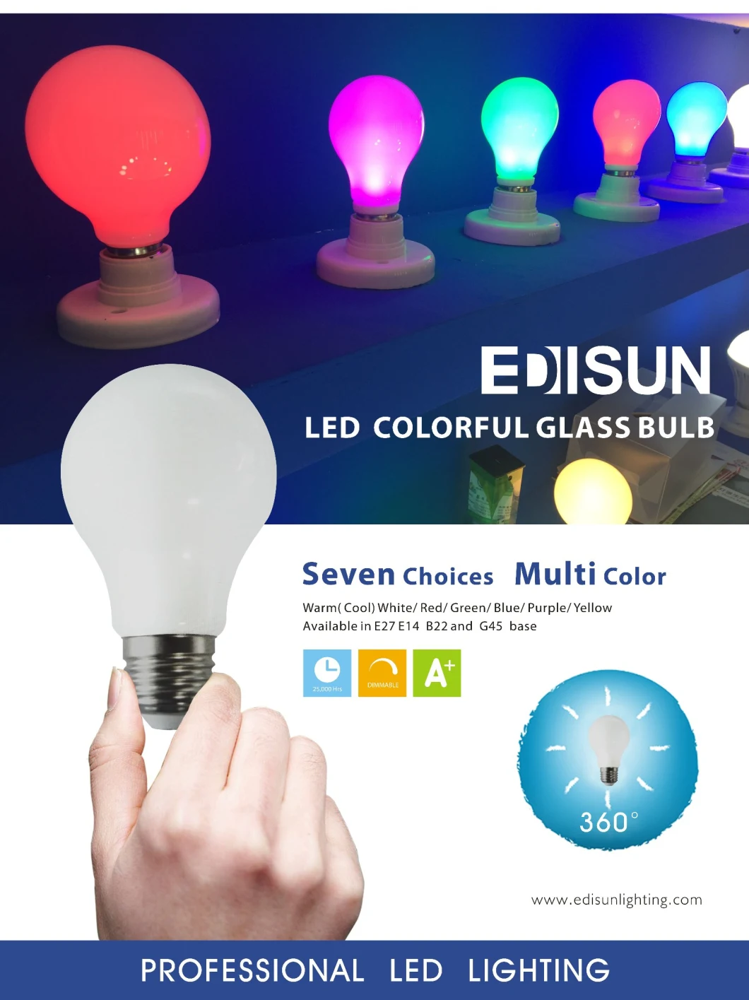 LED A60 6W E27 Colorful LED Light Bulb for Decoration