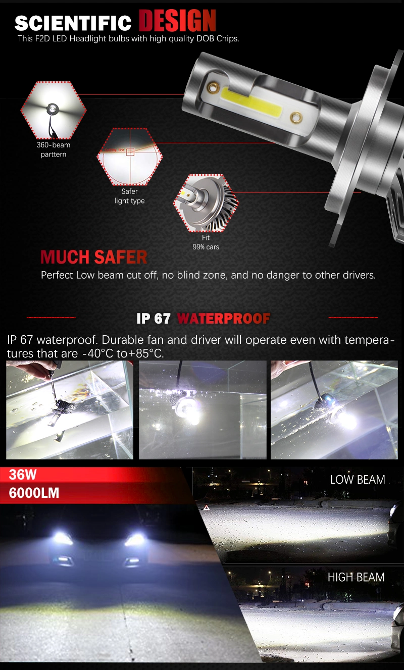 Headlight LED Head Lamp Auto Accessories Bulk Price Super Bright 800lm H4 H7 Car LED Bulbs