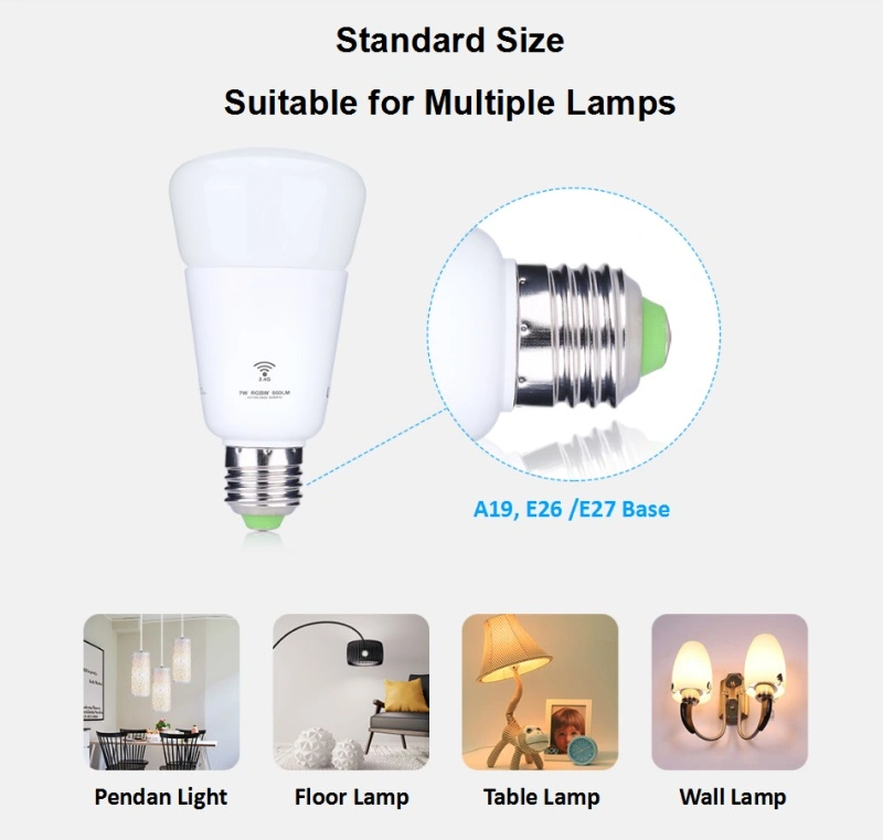 Applied and Elegant 7W/9W/12W RGBW WiFi Smart LED Bulb Light