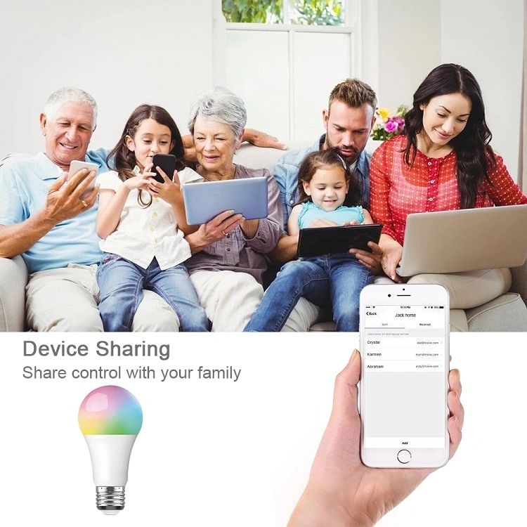 10W Google Assistant Alexa RGB Multicolor WiFi Remote E26 E27 LED Smart Bulb