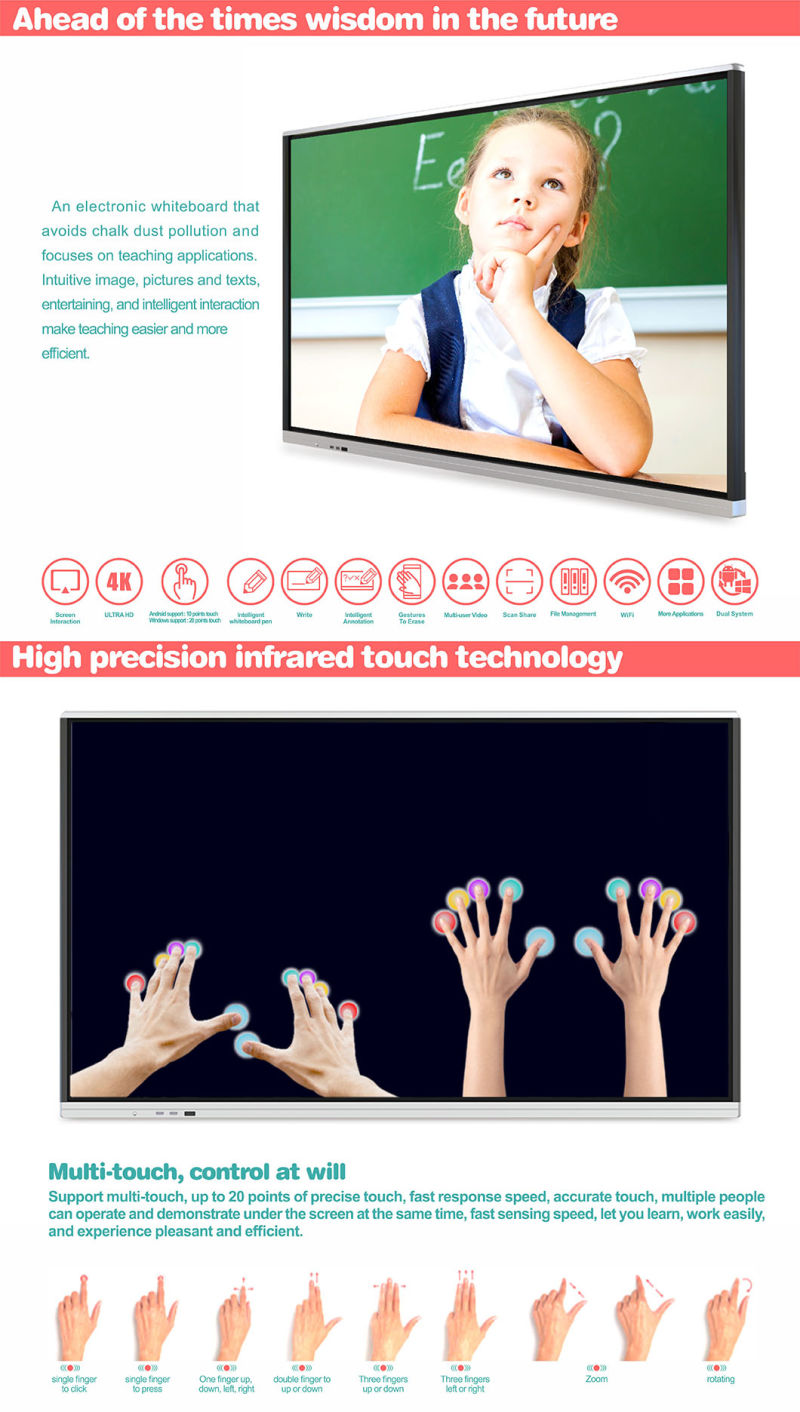 T6 Series Nesting 55 Inch SKD Interactive Digital Whiteboard School Smart Interactive Whiteboard