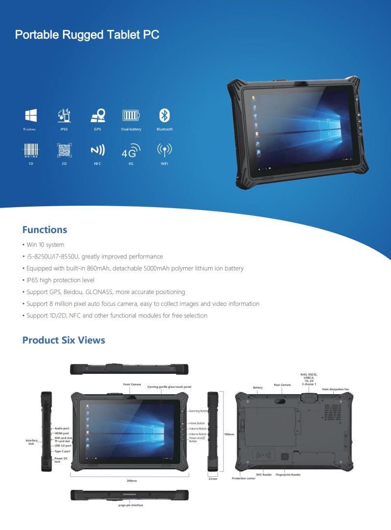 Industrial Mini Tablet PC Windows Touchsreen Portable for Harsh Environment