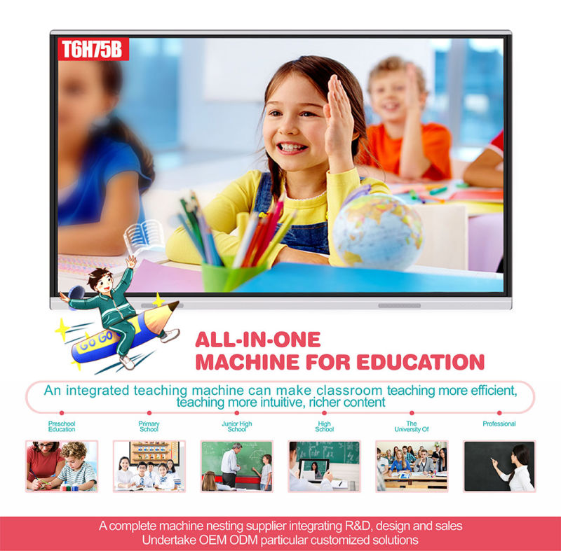 T6 Series 75 Inch School Smartboard Digit Intelligent Interactive Whiteboard 20 Points Touch