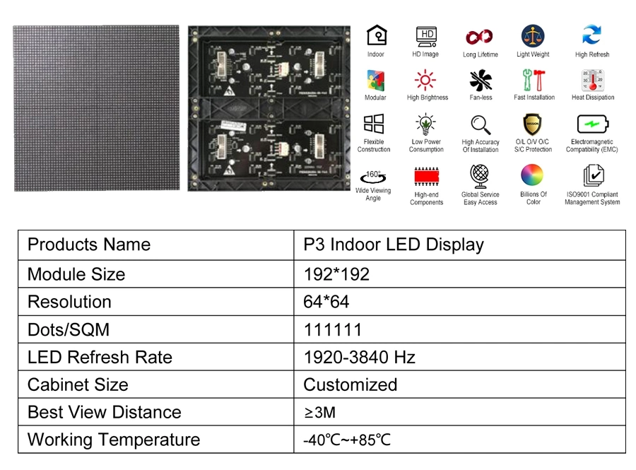 P3 Indoor Advertising LED Display Screen P3 LED Display Stage Background LED Display Big Screen