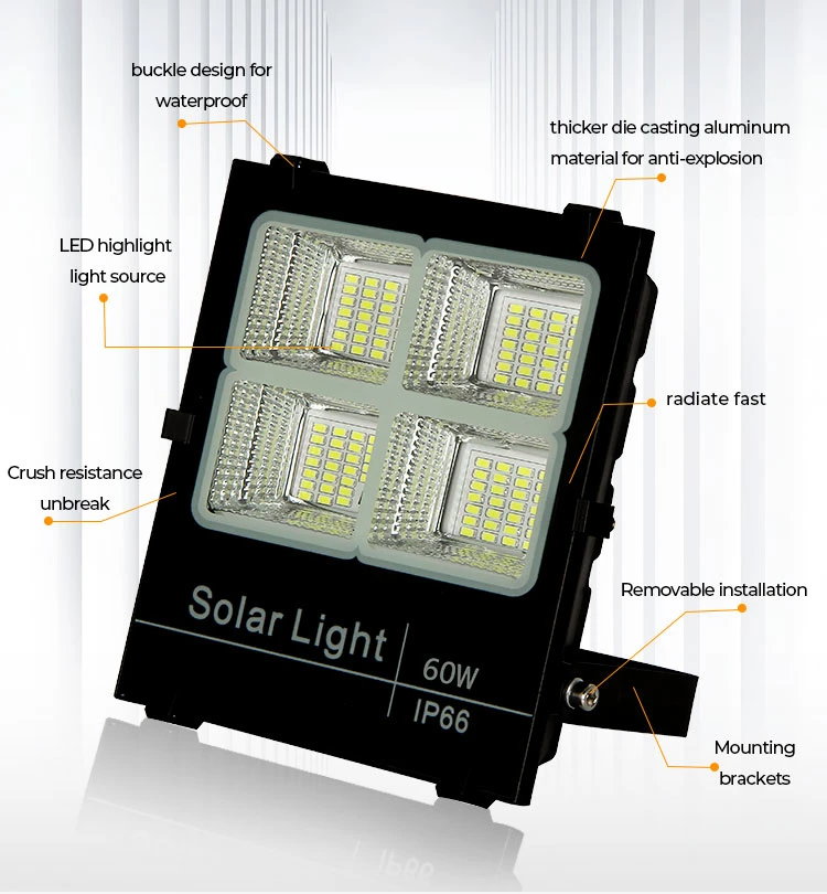 IP65 Outdoor Solar Panel LED Light 60watt 100watt LED Wall Lights with Solar Panels