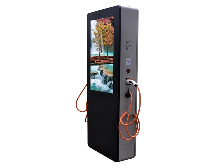 43 Inch Intelligent Double Gun Charging Pile Outdoor Advertising Machine Andriod WiFi Capacitive Touch Screen Advertising Display Bus Advertising Monitor