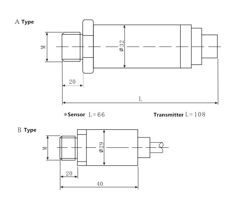 4~20mA Hydrostatic Pressure Sensor with Digital Display and DIN43650