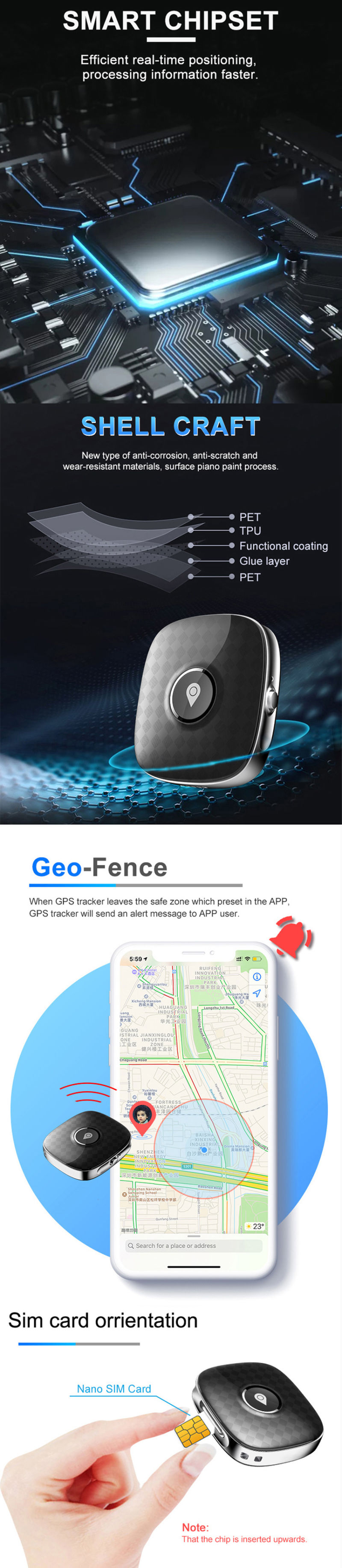 Wearable GPS Tracker with 4G LTE GPS+Lbs+WiFi Location Remote Monitor
