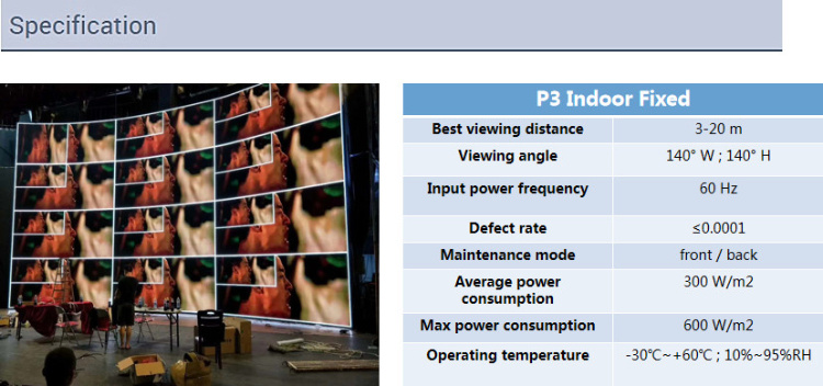 Indoor Full Color Fixed LED Display for Video Advertising Wall P3 P4 P5