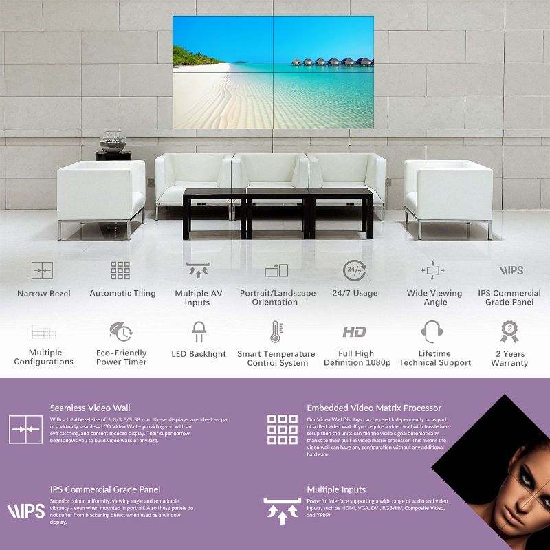 55 Inch Samsung TV Mount 2X2 Panel Bracket Stand Digital Signage LCD 3X3 Controller Videowall Video Wall Controller
