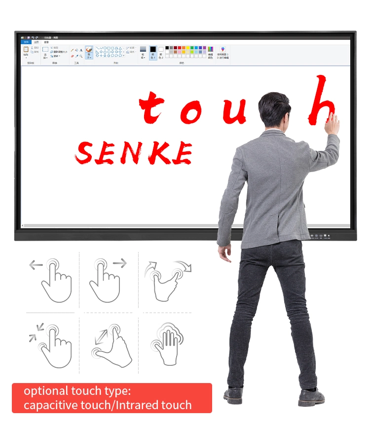 Support 4K Indoor Smart Board Digital Signage IR Touch Screen Portable Interactive Whiteboard