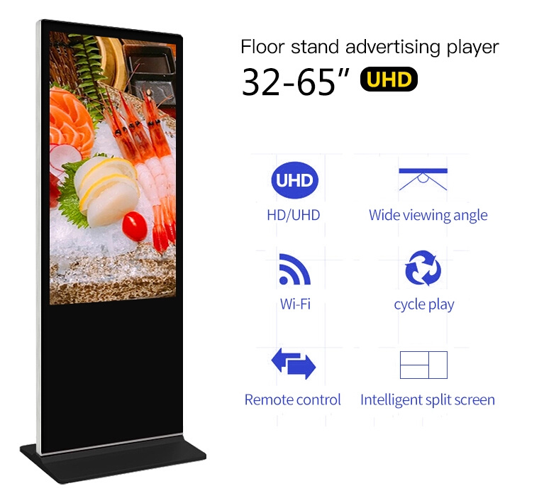 55 Inch Floor Stand Outdoor LED Digital Signage Panel Media Player Advertising Display Machine