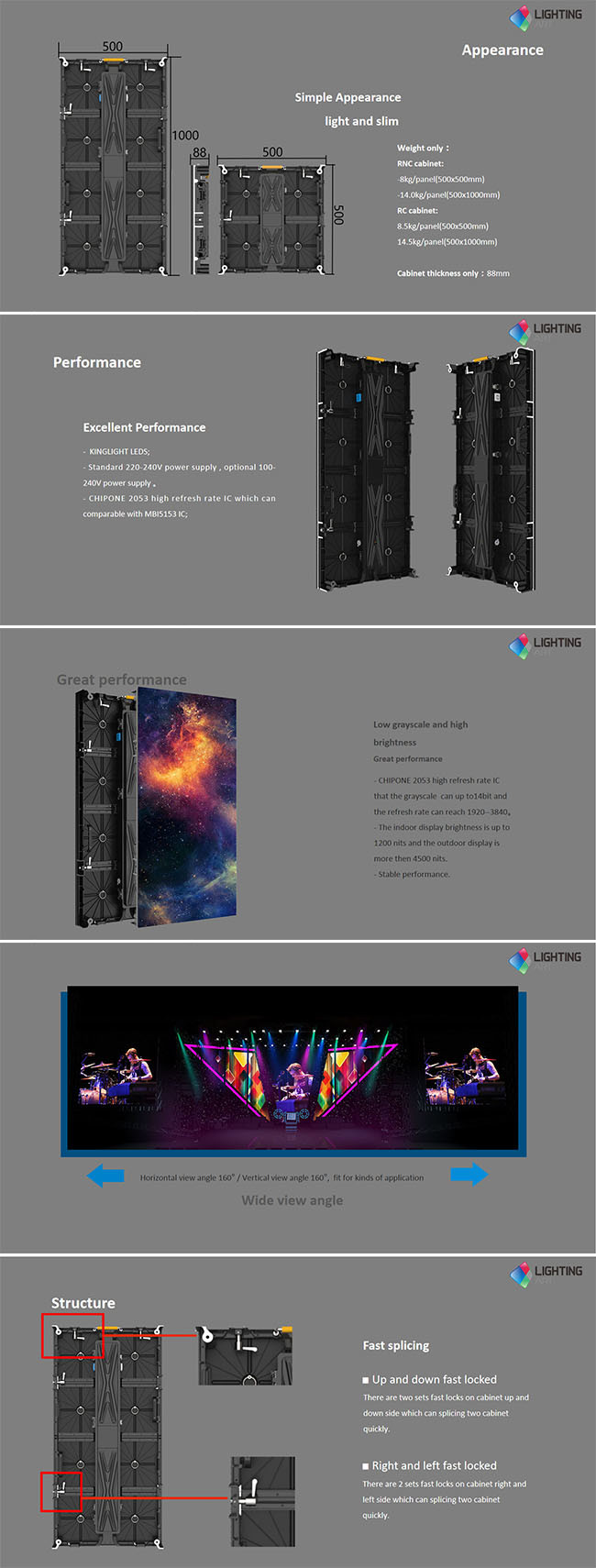 Rental 500*500mm P6.2 Outdoor Stage Background LED Display Video Wall