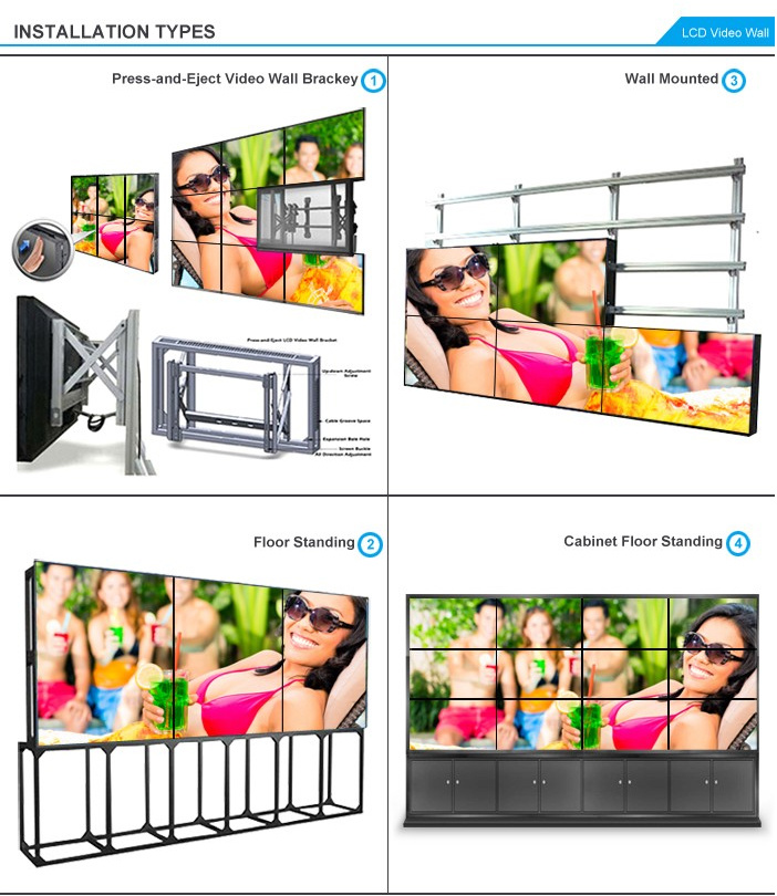 55 Inch Bezel 3.5 mm Advertising TV Display Screen LED LCD Video Wall