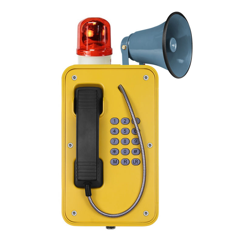 Vandal Resistant Industrial VoIP Telephone with Beacon and Horn, Tunnel SIP Broadcasting Telephone