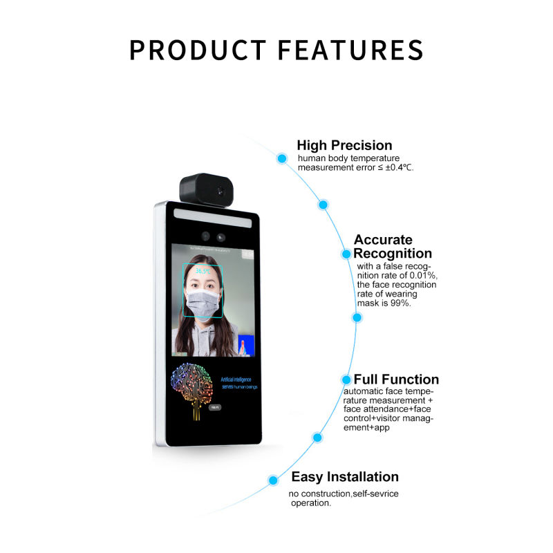 8inch Temperature Thermometer of Facial Recognition Access Control System
