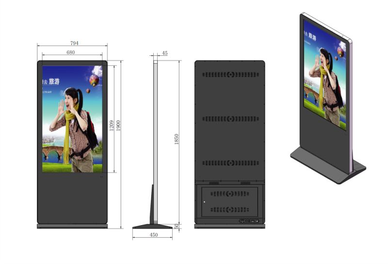 55 Inch Rk3399 Facial Recognition Camera Self-Check-in Zoom Digital Signage for Fitness Centre