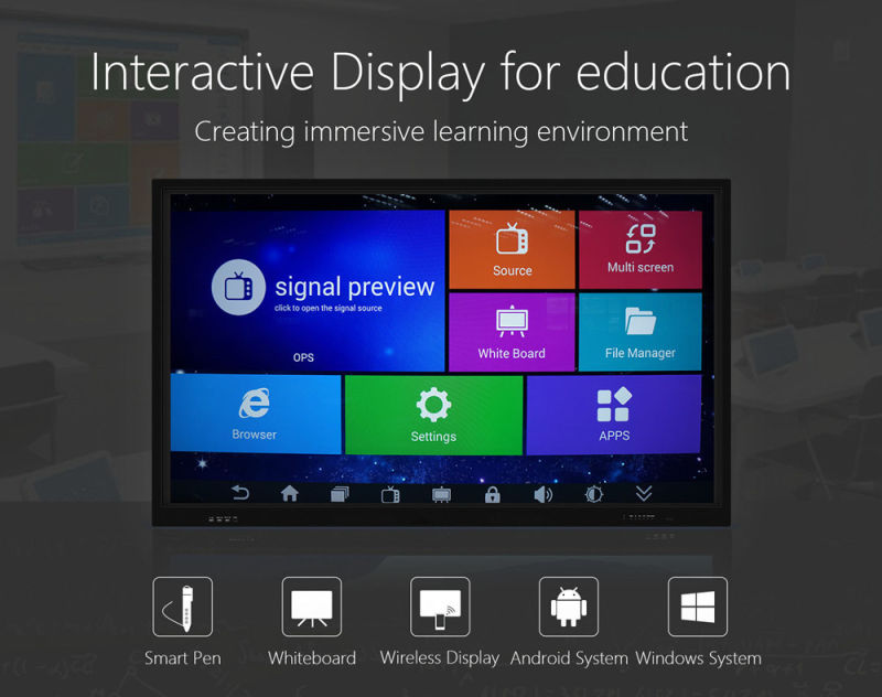 Infrared multi touch interactive display 55" smart boards with Windows 10