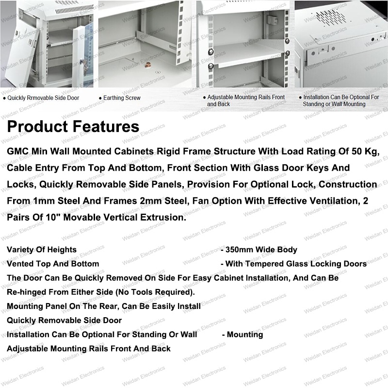 Gmc 4u-12u Metal Rack Enclosure Telecommunication&Broadcasting Wall Mounted Cabinets