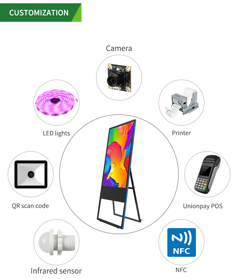 Android System Floor Standing 49 Digital Signage Totem LED Screen Advertising Player