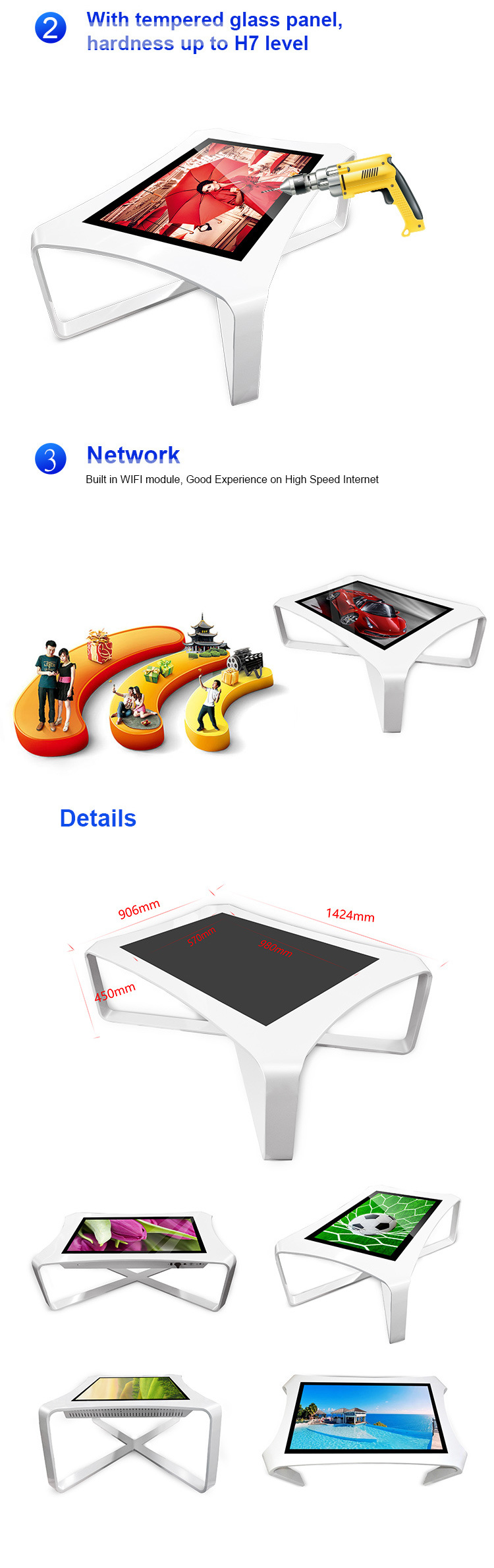 Aiyos Customize Interactive Touch Screen Table Multitouch Table Waterproof