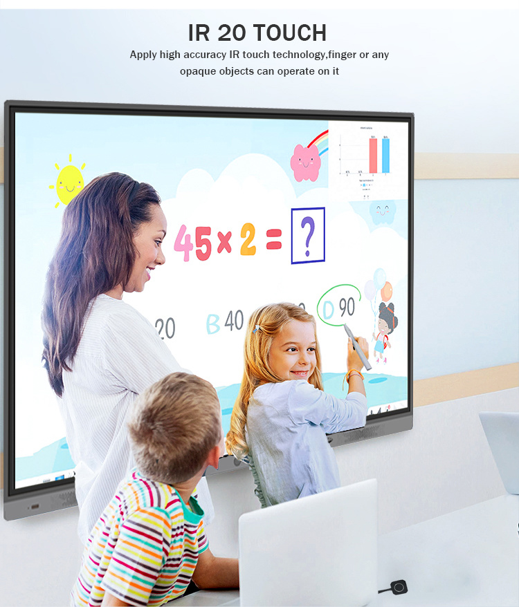 Interactive Flat Panel 65 Inch Smart Board with Android and Window System