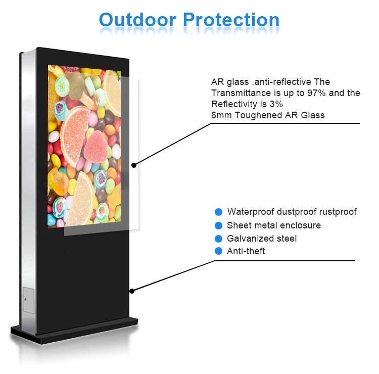 Double Sided Outdoor Floor Standing Digital Signage Advertising Kiosk