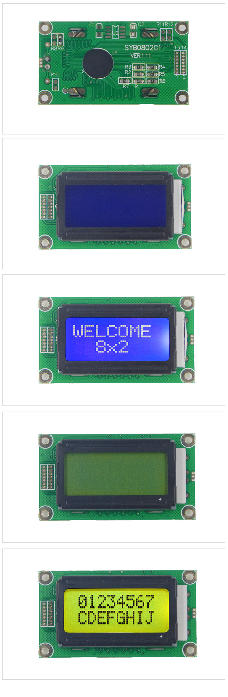 Alphanumeric LCD Display Module 14 Pin 8-Bit Parallel Screen Monochrome Stn RoHS Display Module LCD 8X2