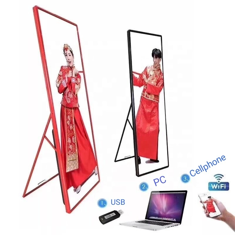 Movable Floor Standing Indoor Advertising P2.5 LED Poster Digital Signage for Shopping Mall