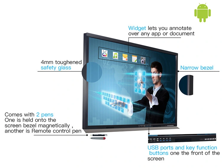 84 Inch Windows Network Electronic Whiteboard Teaching Touch Screen Kiosk