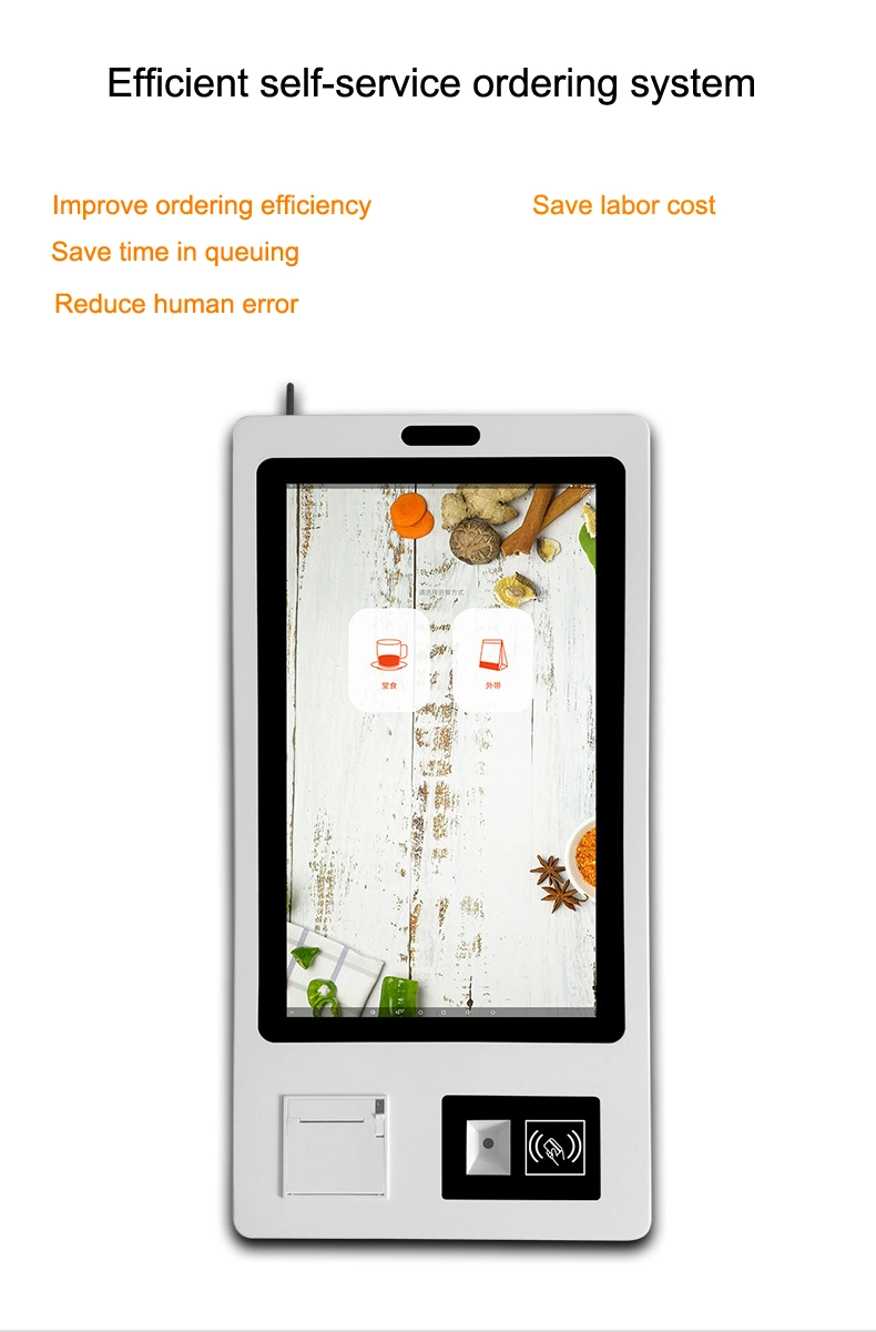 27 Inch Touch Screen One-Stop Restaurant/Shopping Self-Service Payment Kiosk/Self Ordering Kiosk