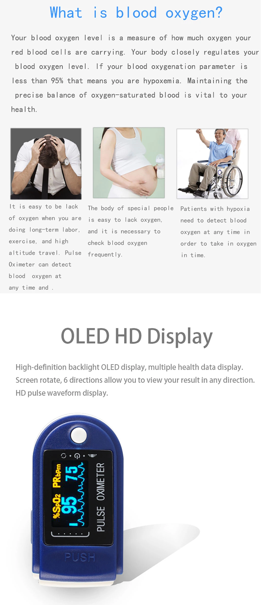 Digital Medical Equipment FDA Approved Low-Cost Wholesale OLED Display SpO2 Digital Fingertip Pulse Oximeter