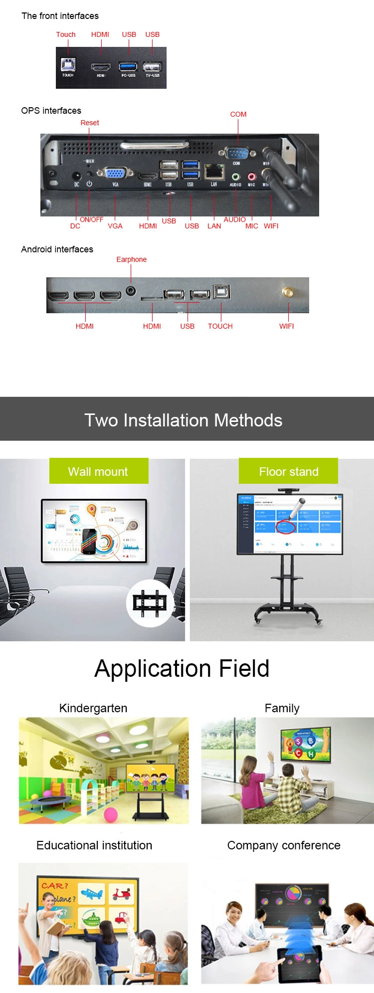 65" 75" LCD Touch Screen Interactive Whiteboard Prices Interactive Digital Whiteboard Interactive Whiteboard 20 Point Touch