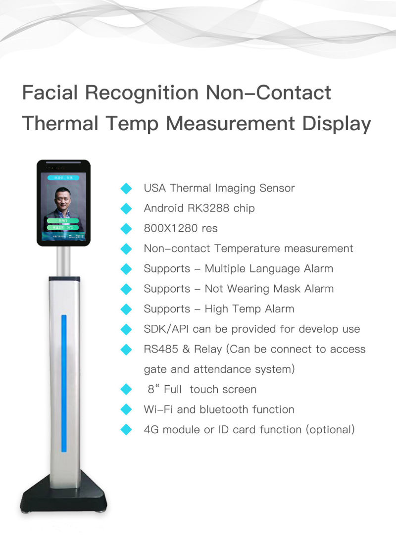 8 Inch Face Recognition Thermal Infrared Thermometer Camera