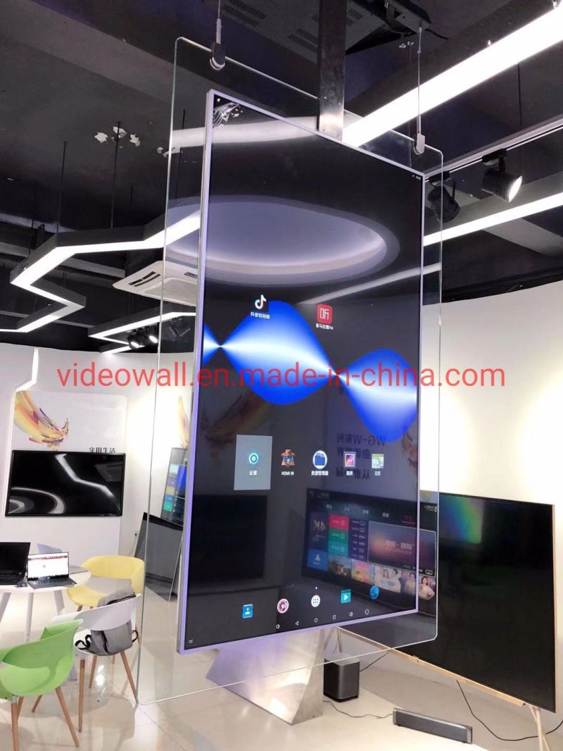 43" 55" ultra slim hanging window double sided advertising display digital signage