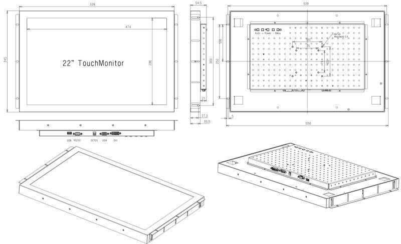 Tablet PC 22inch Cjtouch Multimedia Interacitive Infrared Industrial Wall Touchscreen Pcap IR LCD Monitors