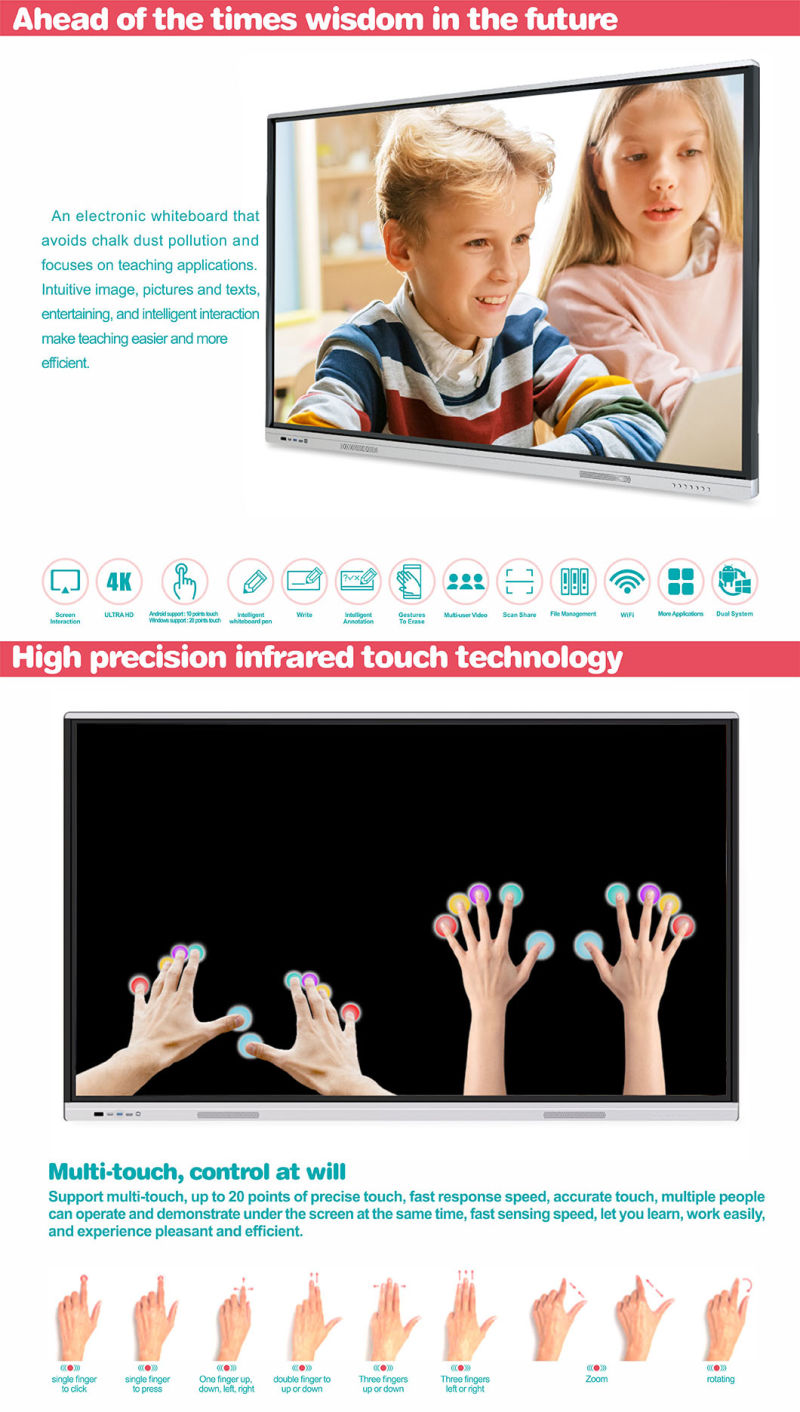 T6 Series 75 Inch Digital Intelligent Touch Display Whiteboard for Conference&Education