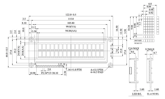 1602 LCD Display Module 5V Blue 16X2 LCD Modules