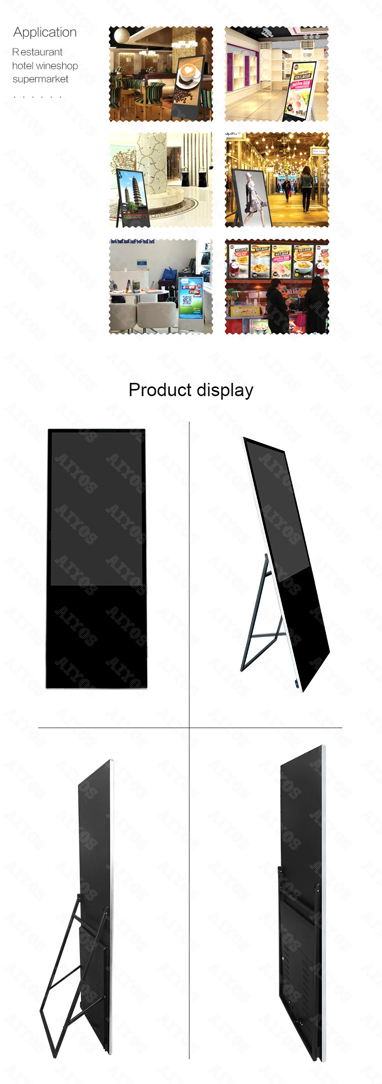 Aiyos 55 Inch Floor Standing LCD Digital Display Signage Advertising Displays
