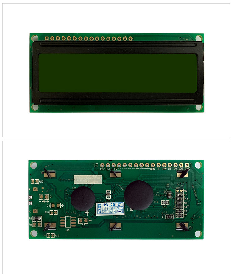 Small 1602 Character Parallel Interface Yellow-Green Screen 16X2 LCD Module