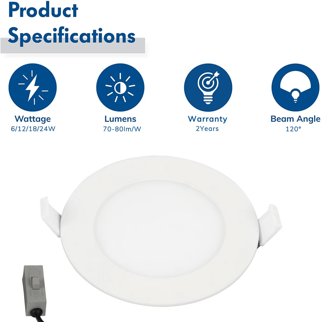 LED Recessed Light 6W 3CCT LED Panel LED Ceiling Round Panel Light 6W Panel Lights