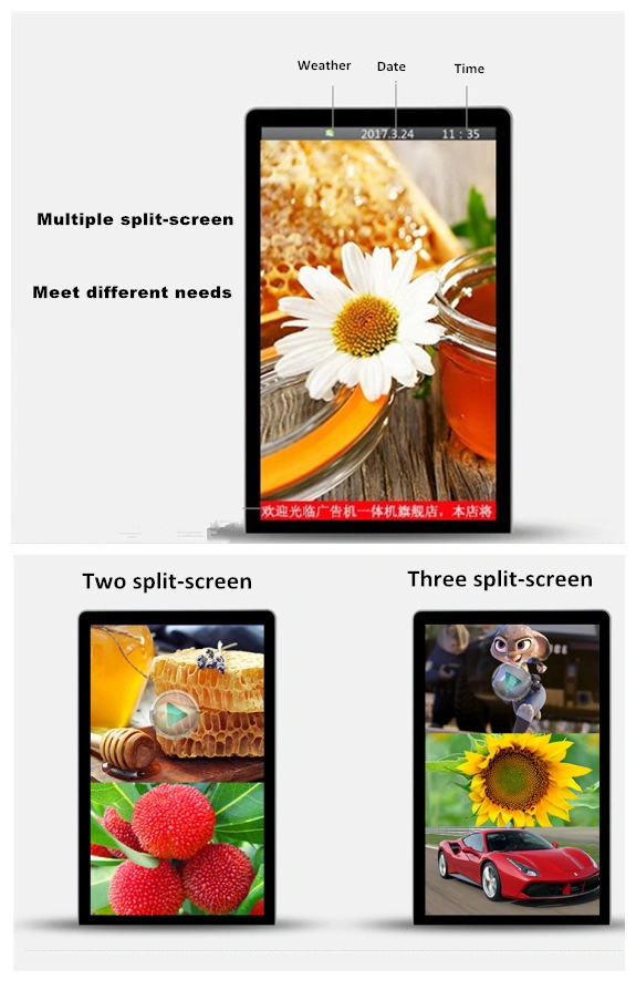 TFT Customized Size Indoor LED Panel LCD Digital Screen Commercial Advertising Video Display for Cinema/Supermarket