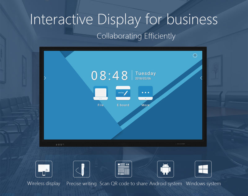 interactive touchscreen 75inch UHD digital whiteboard for school