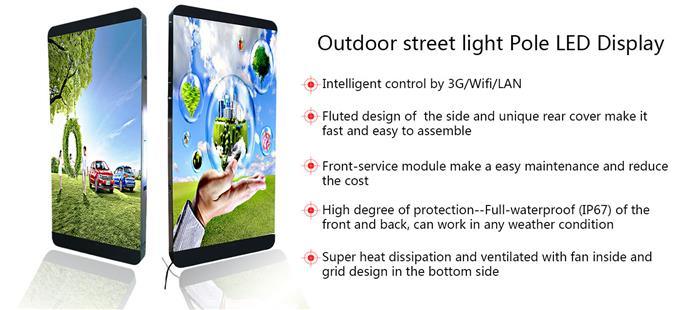 Good Quality HD Outdoor P3 Street Light Pole LED Advertising Display