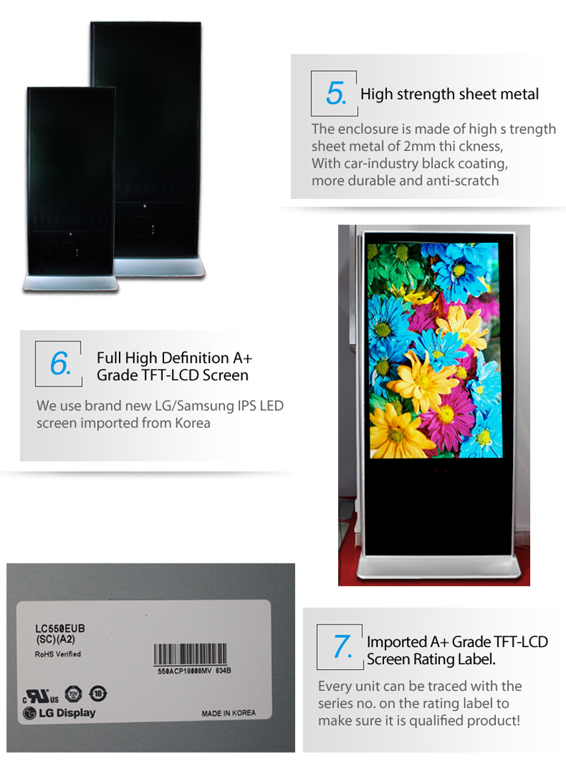 47 Inch Hot Sale USB Floor Stand LCD Advertising Kiosk