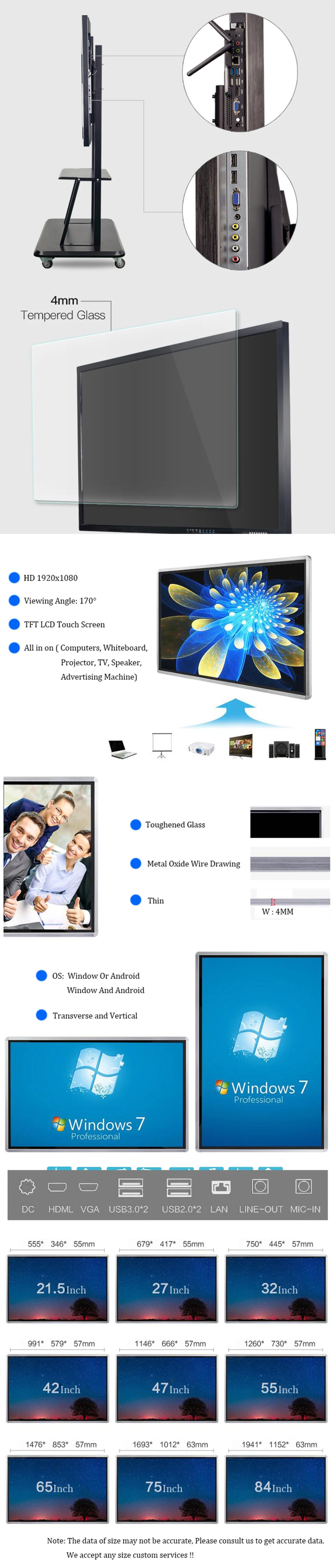 55inch All in One Interactive Whiteboard Smart TV SKD Made in China