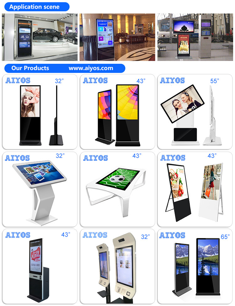 49 Inch Rotatable LCD Display TFT Advertising Video Player LED Digital Signage Advertising Kiosk