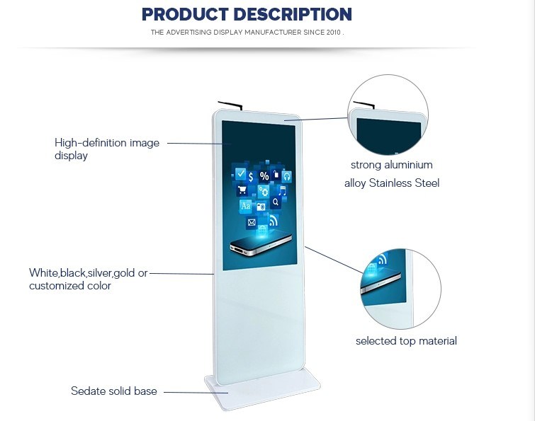 43" Indoor Narrow Bezel Floor Standstand Alone LCD Advertising Display Digital Signage