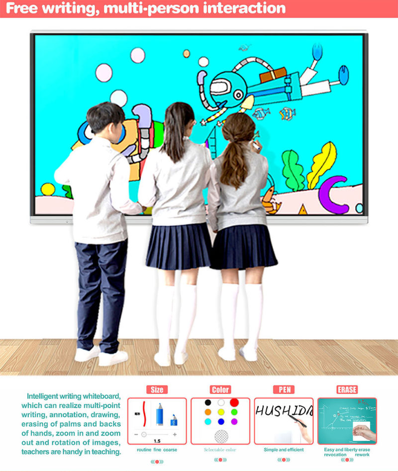 T6h55D 55-Inch SKD High Precision Touch 4K Interactive Whiteboard Dual System Smart Board Interactive for Education