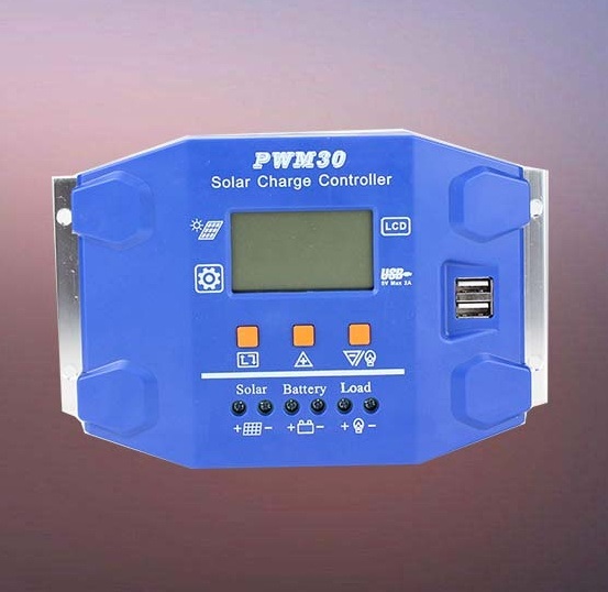 Solar Charge Controller 24V12V PWM Solar Panel Battery Intelligent Regulator Controller with USB Port and LCD Display LCD Controller